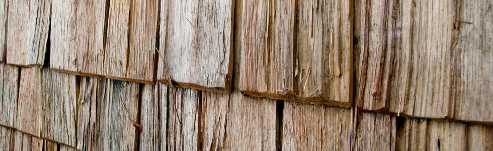 Weathered wooden shingles